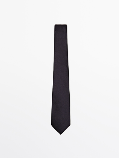 Massimo Dutti Krawatte Mit Strukturmuster Aus Reiner Seide In Navy Blue