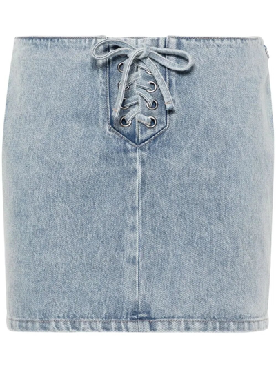 Shop Rotate Birger Christensen Denim Skirt In Light Blue