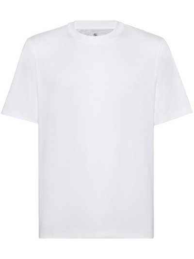 Shop Brunello Cucinelli White Crew-neck Cotton T-shirt