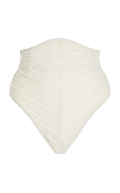 Shop Andrea Iyamah Capa High-waisted Corset Bikini Bottom In Ivory