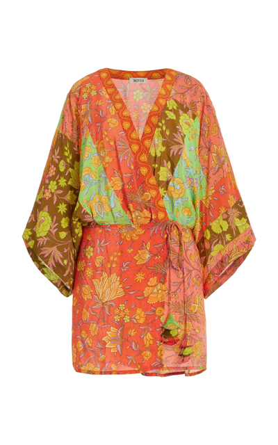 Shop Boteh Alvita Silk Robe Dress In Orange