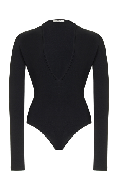 Shop Agolde Zena Jersey Bodysuit In Black