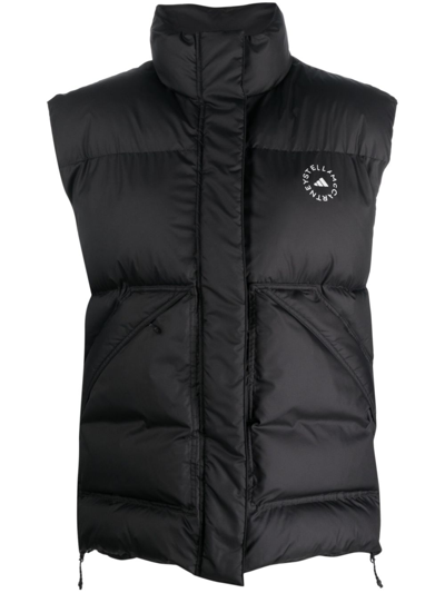 Shop Adidas By Stella Mccartney Logo-print Padded Gilet - Women's - Recycled Polyester In Black