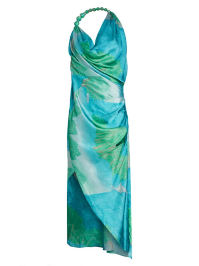 Shop Cult Gaia Women's Iluka Silk Draped Maxi Dress In Landscape Print