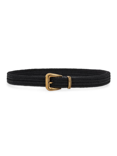 Shop Brunello Cucinelli Women's Rustic Braided Linen Belt In Black