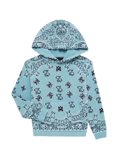 Shop Amiri Little Kid's & Kid's Bandana Knit Hoodie In Air Blue