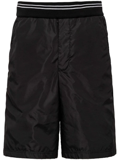 Shop Prada Enamel Triangle-logo Elasticated-waist Shorts In Nero+nero