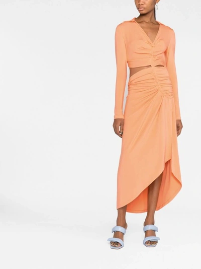 Shop Off-white Orange Vi-crepe Midi Dress