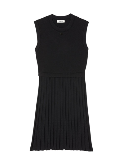 Shop Sandro Women's Knitted Dress In Black
