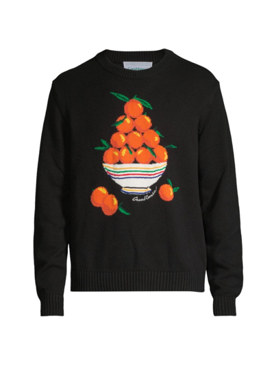 Shop Casablanca Men's Pyramide D'oranges Intarsia Sweater In Black