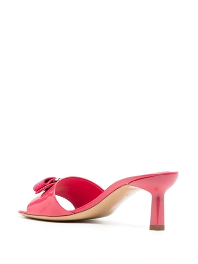 Shop Ferragamo Pink Viva Bow Sandals In Burgundy
