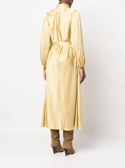 Shop Zimmermann Yellow Silk Billow Midi Dress In Brown