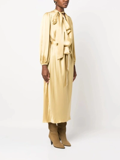 Shop Zimmermann Yellow Silk Billow Midi Dress In Brown
