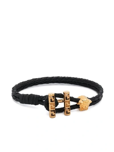 Shop Versace Black Greek La Medusa Bracelet