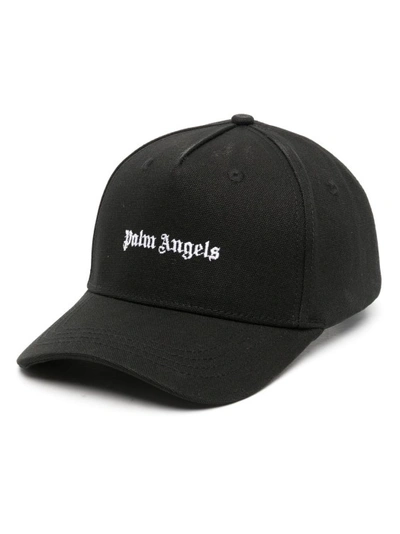 Shop Palm Angels Logo Embroidered Black Cap