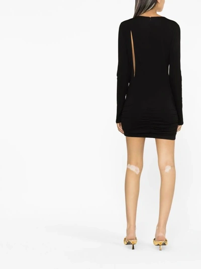 Shop Versace Black Slashed Mini Dress
