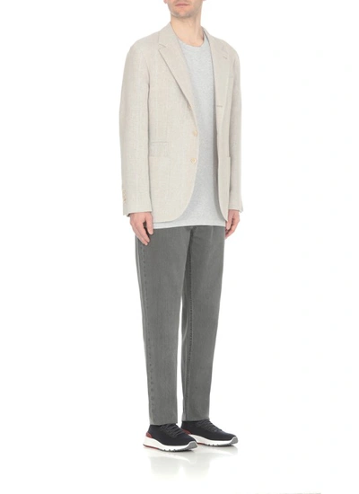 Shop Brunello Cucinelli Linen Blend Jacket In Grey