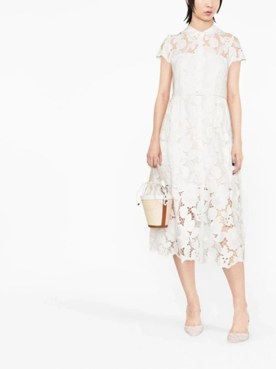 Shop Self-portrait White Guipure Lace Midi Dress