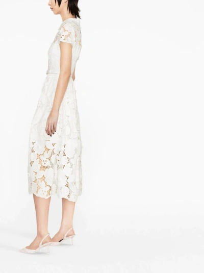Shop Self-portrait White Guipure Lace Midi Dress