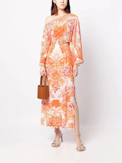 Shop Camilla Dragon Mother Asymmetric Cut Multicolored Maxi Dress In Orange