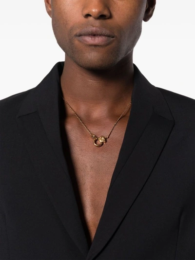 Shop Versace Gold Medusa Rolo Chain Necklace In White