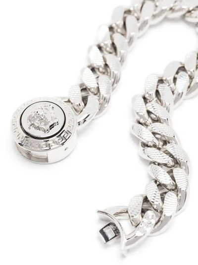 Shop Versace Silver Biggie Chain Bracelet In White