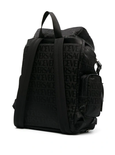 Shop Versace Black Allover Jacquard Backpack