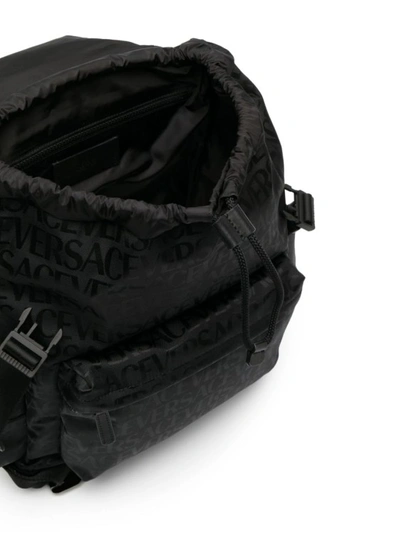 Shop Versace Black Allover Jacquard Backpack