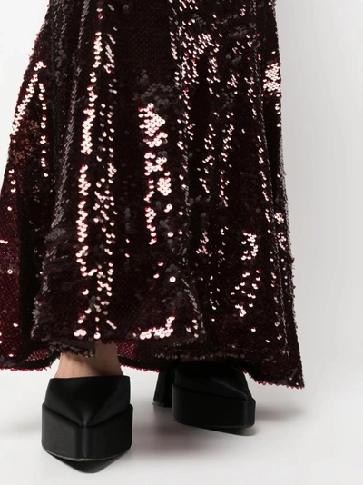 Shop Self-portrait Burgundy Sequin Maxi Dress In Black