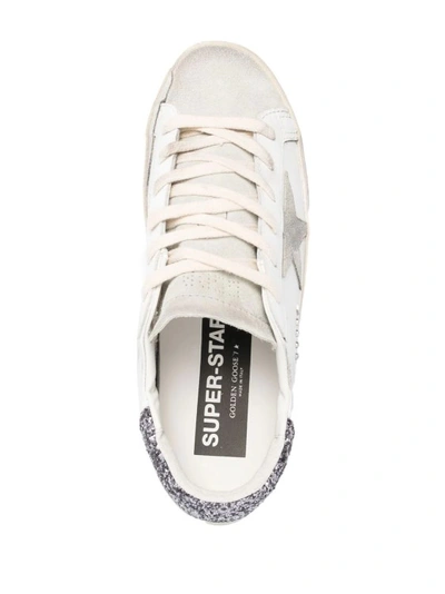 Shop Golden Goose White Super-star Glitter Patch Sneakers In Neutrals