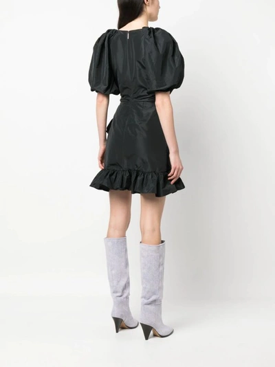 Shop Msgm Black Taffeta Mini Dress