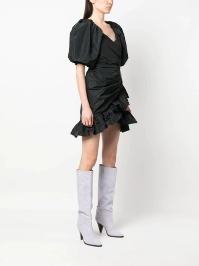 Shop Msgm Black Taffeta Mini Dress