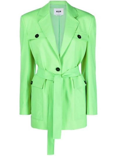 Shop Msgm Green Wool Jacket
