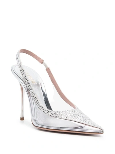 Shop Gedebe Silver Clo Heeled Shoes In White