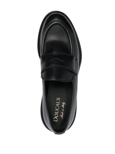 Shop Doucal's Black Calf Leather Loafers