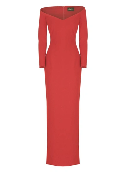 Shop Solace London Red Boat Neck Dress