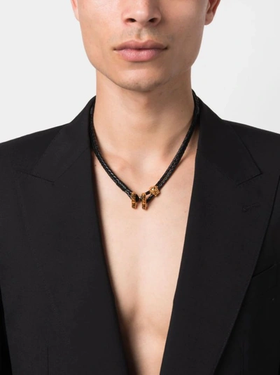 Shop Versace Black Medusa-charm Necklace In Burgundy