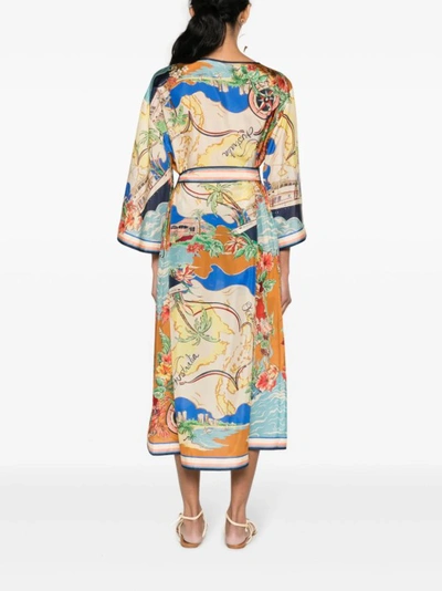 Shop Zimmermann Alight Nautical Map Multicolored Midi Dress In Neutrals