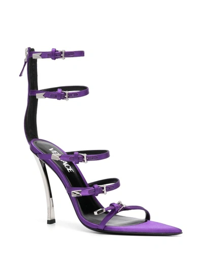 Shop Versace Sandals With Purple Pin-point Heel In Red