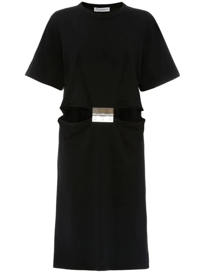 Shop Jw Anderson Black Hinge Midi Dress