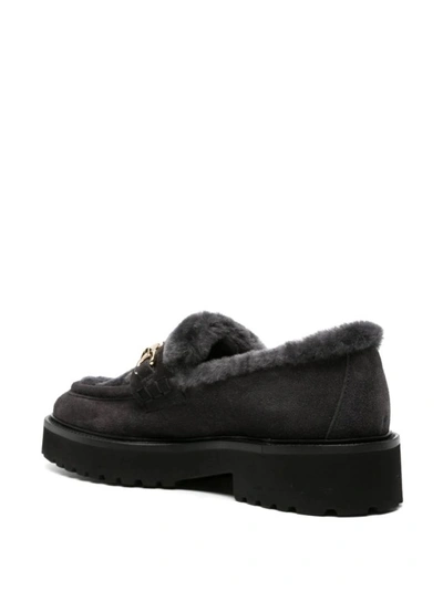 Shop Doucal's Pannelled Suede Gray Loafers In Black