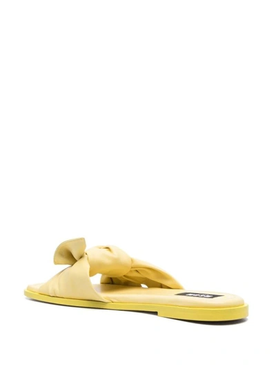 Shop Msgm Yellow Knot Slippers In Neutrals