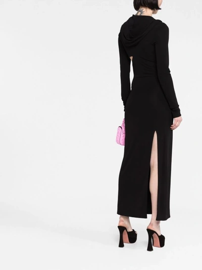 Shop Versace Black Slashed Hoodie Maxi Dress