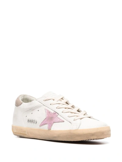Shop Golden Goose White Super-star Pink Star Sneakers In Neutrals