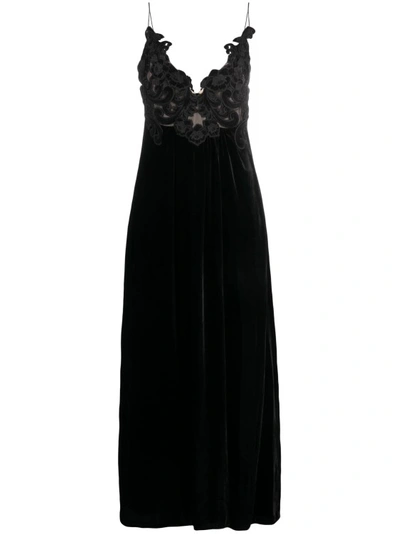 Shop Zimmermann Sensory Velvet Black Midi Dress