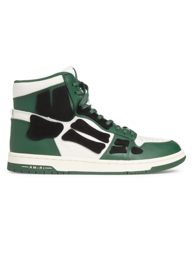 Shop Amiri Men's Leather-textile High-top Sneakers In Green
