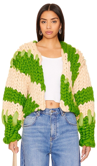 Shop Hope Macaulay Chartreuse Diagonal Colossal Knit Jacket In Green