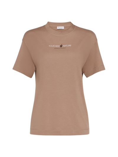 Shop Brunello Cucinelli Women's Nature T-shirt In Cotton Lightweight Jersey In Light Brown