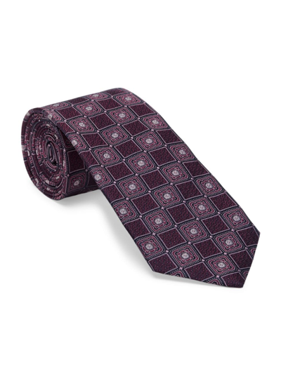 Shop Brunello Cucinelli Men's Silk Tie With Geometric Design In Purple