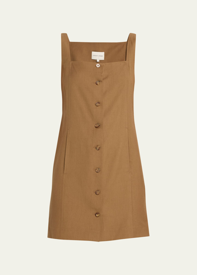 Shop Loulou Studio Idon Short Buttoned Dress In Antique Brown